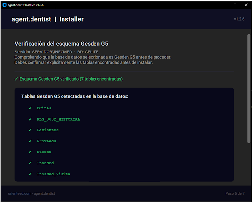 Paso 7: Verificación del esquema Gesden G5